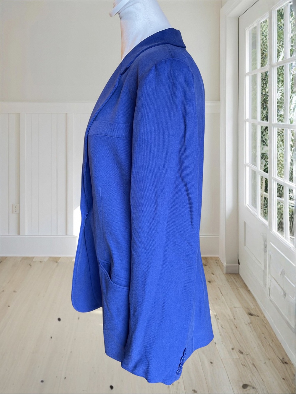 Vintage LAUREN RALPH LAUREN Women's Royal Blue Cotton Silk Blazer Jacket 10 - Picture 4 of 15